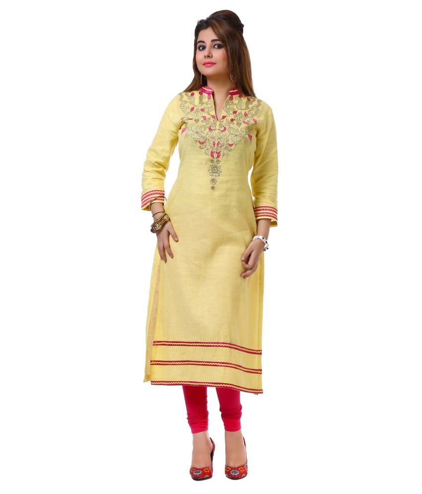 Dhavani Yellow Faux Georgette Kurti - Buy Dhavani Yellow Faux Georgette 