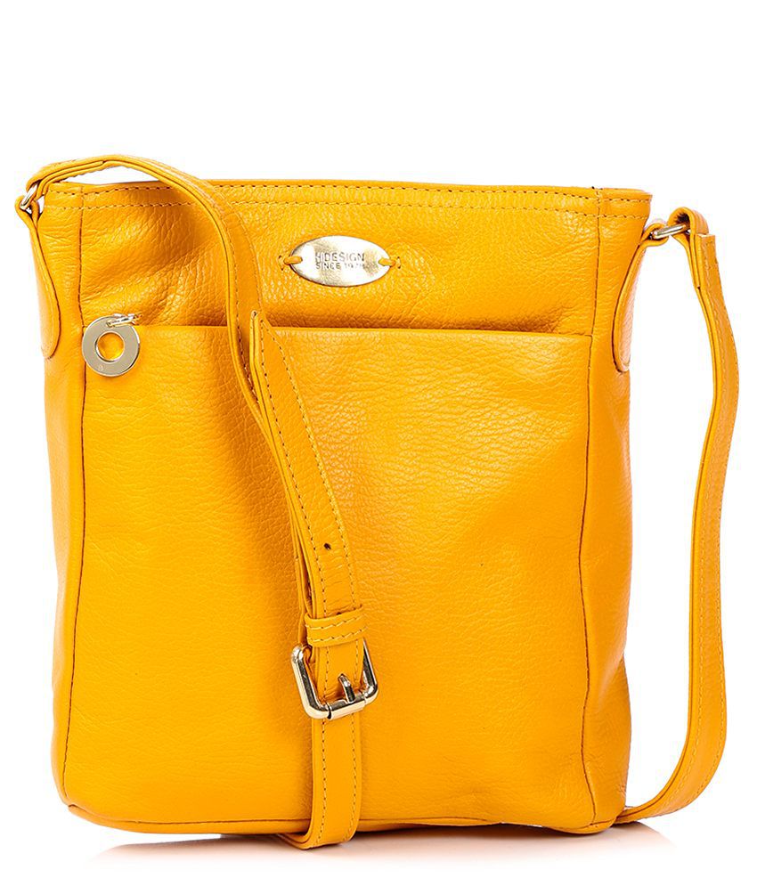 Hidesign Yellow Leather Sling Bag - Buy Hidesign Yellow Leather Sling Bag Online at Best Prices ...
