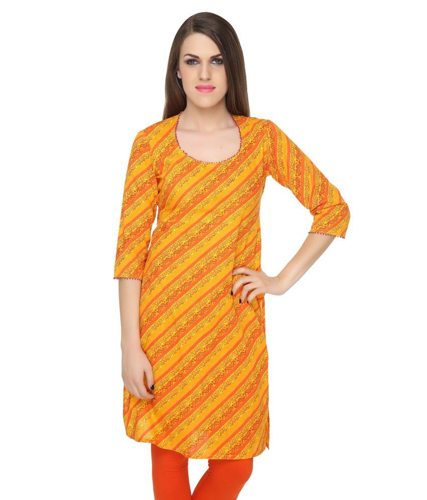 orange color kurti combination