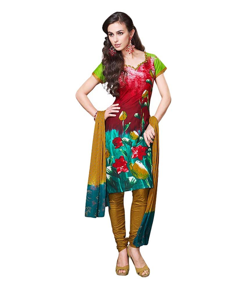 Diva's Multicoloured Cotton Unstitched Dress Material Buy Diva's