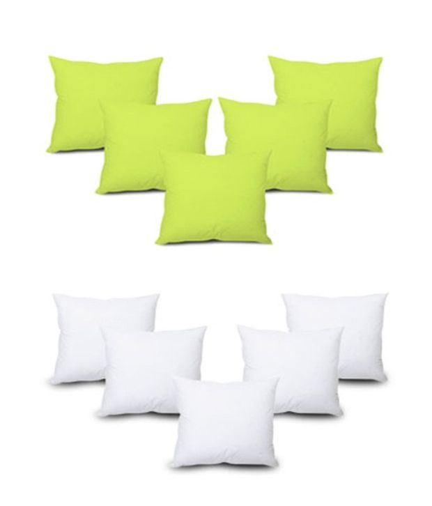     			Stybuzz Green Poly Cotton Covers With Fillers - Set Of 5