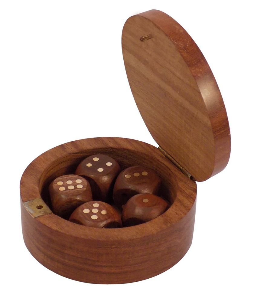 Crafts'man Handcrafted Dice Box In Round And 5 Dice Set Puzzles Wooden Toys And Games Buy