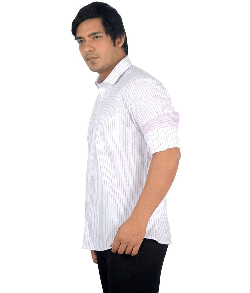 mens white linen blend shirt