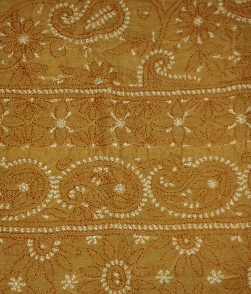 Lucknow Chikan Ari Brown Unstiched Fabric Material