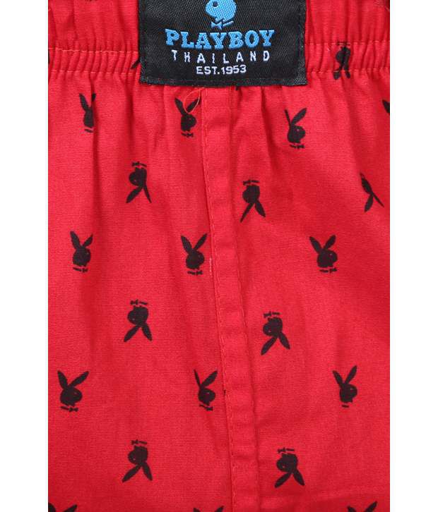 Playboy Red Printed Shorts - Buy Playboy Red Printed Shorts Online at ...