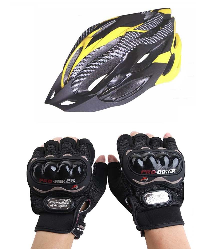 cycle gloves and helmet