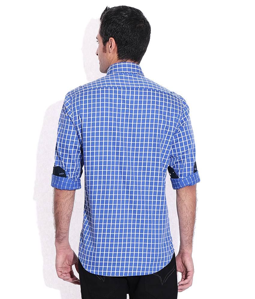 arrow men checkered casual blue shirt