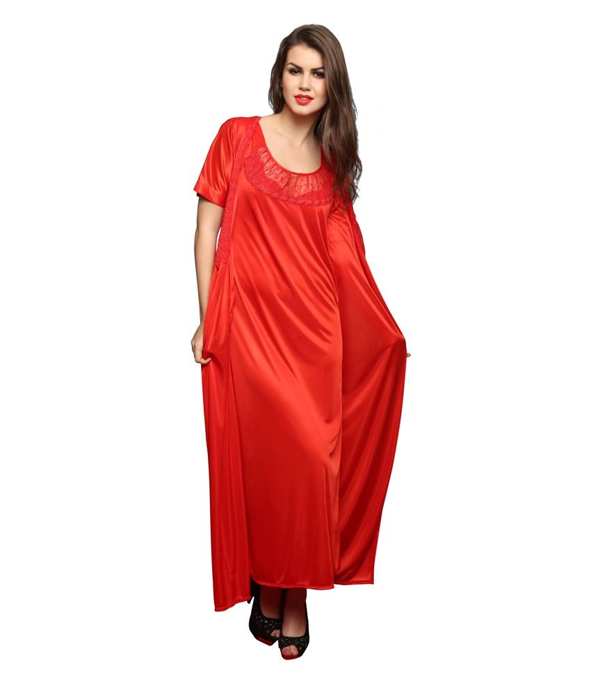 red satin robe long