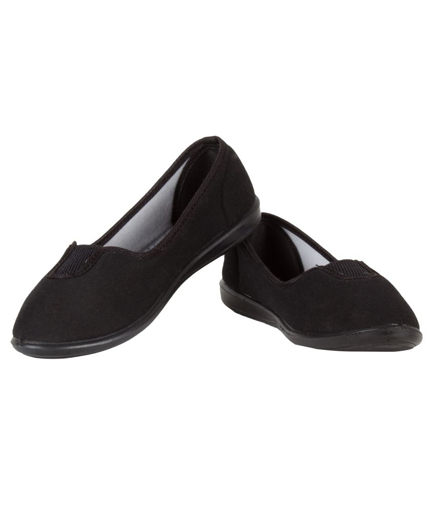 Soothe Shoes Black Fabric Flat Covered 
