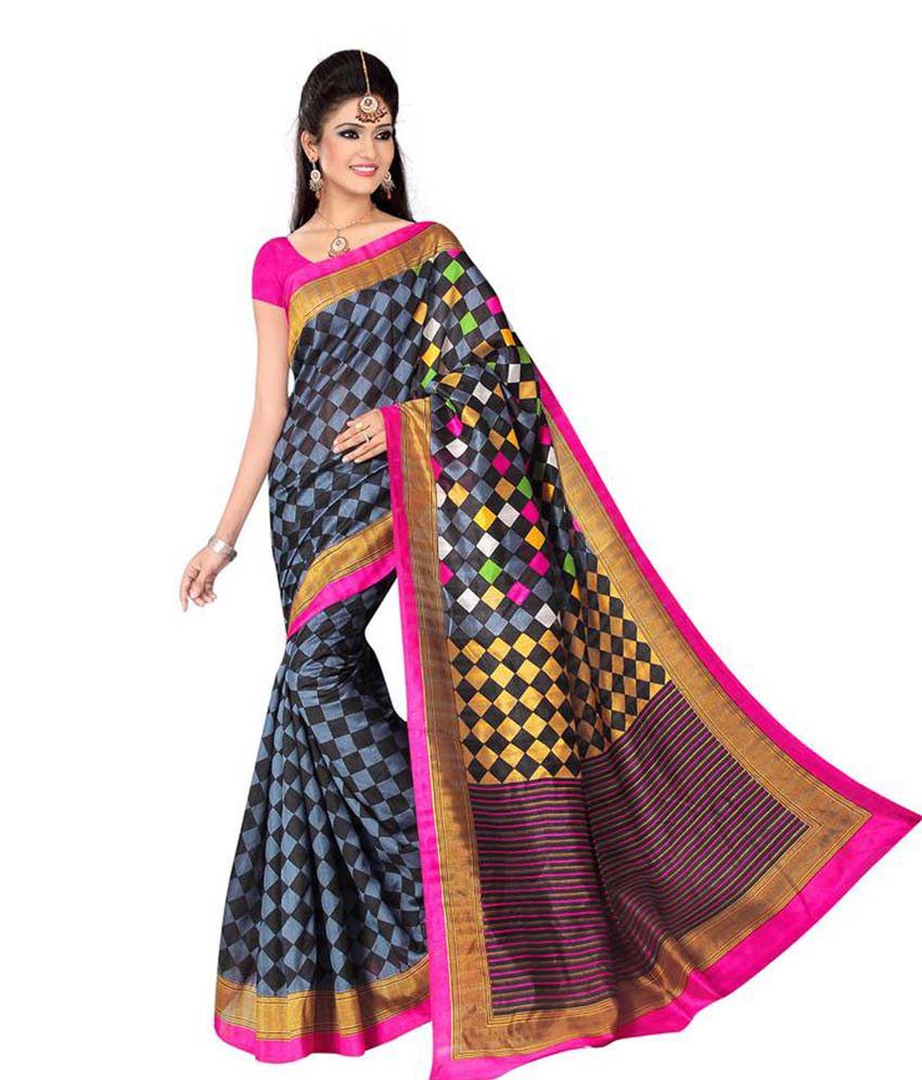 Jiya Multicoloured Bhagalpuri Silk Saree Buy Jiya Multicoloured Bhagalpuri Silk Saree Online