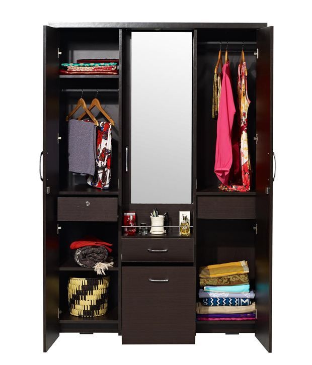 Stylespa Prudent ThreeDoor Wardrobe & Dresser Dark Finish Buy Online