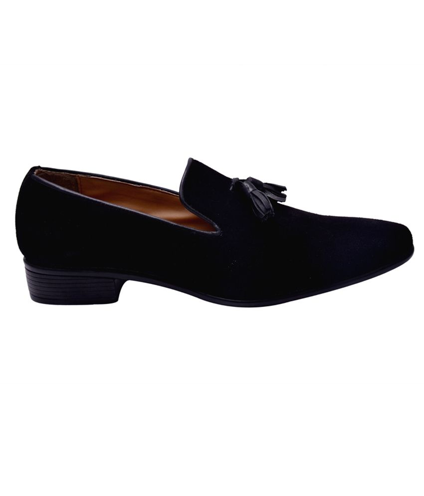 Hirel's Black Suede Leather Tassel Casual Shoes Buy Hirel's Black