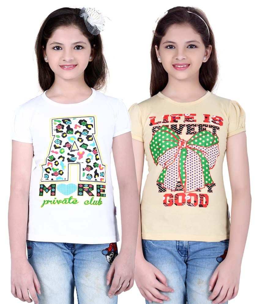     			Sini Mini Multicolour Cotton Printed Tops Combo Of 2