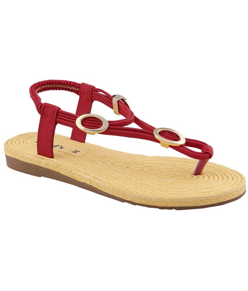 cheap red flat sandals