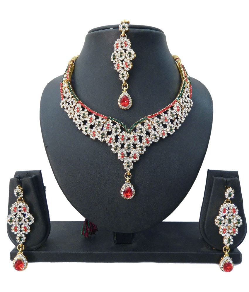 Kc Jewels Red Gold Plated Alloy Necklace Set - Buy Kc Jewels Red Gold ...