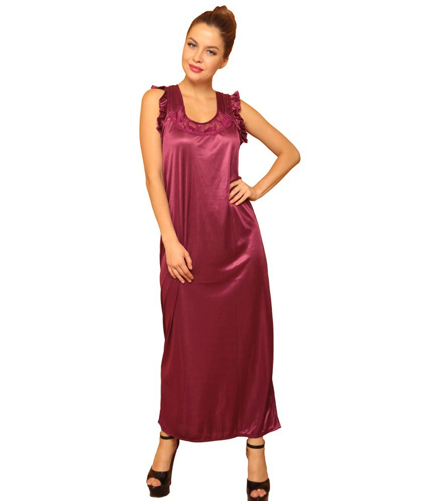Buy Clovia Purple Satin Nightsuit Sets Pack of 6 Online at Best Prices ...