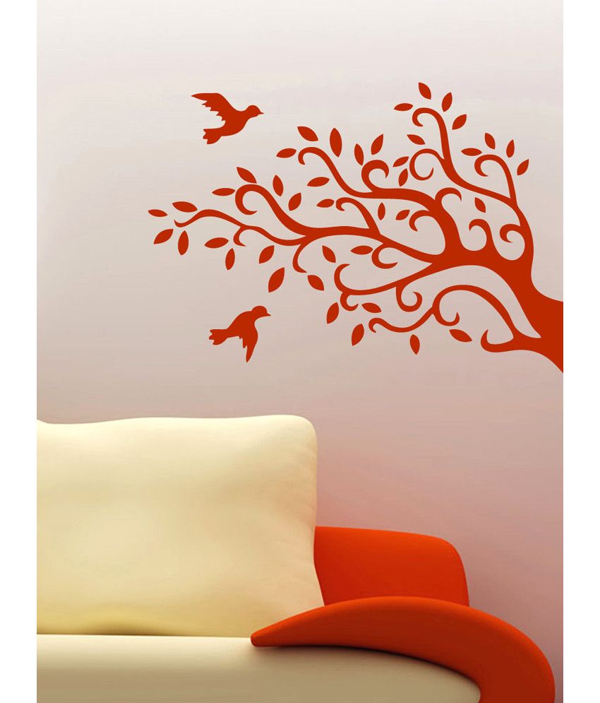 Wallmantra Tree Branch & Birds Corner Wall Decal - Buy Wallmantra Tree ...