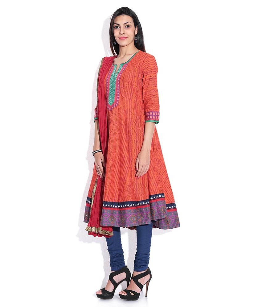 Biba Cotton Kurti With Churidar - Stitched Suit - Buy Biba Cotton Kurti ...