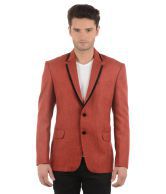 Azio Design Red Poly Blend Solid Party Wear Blazer