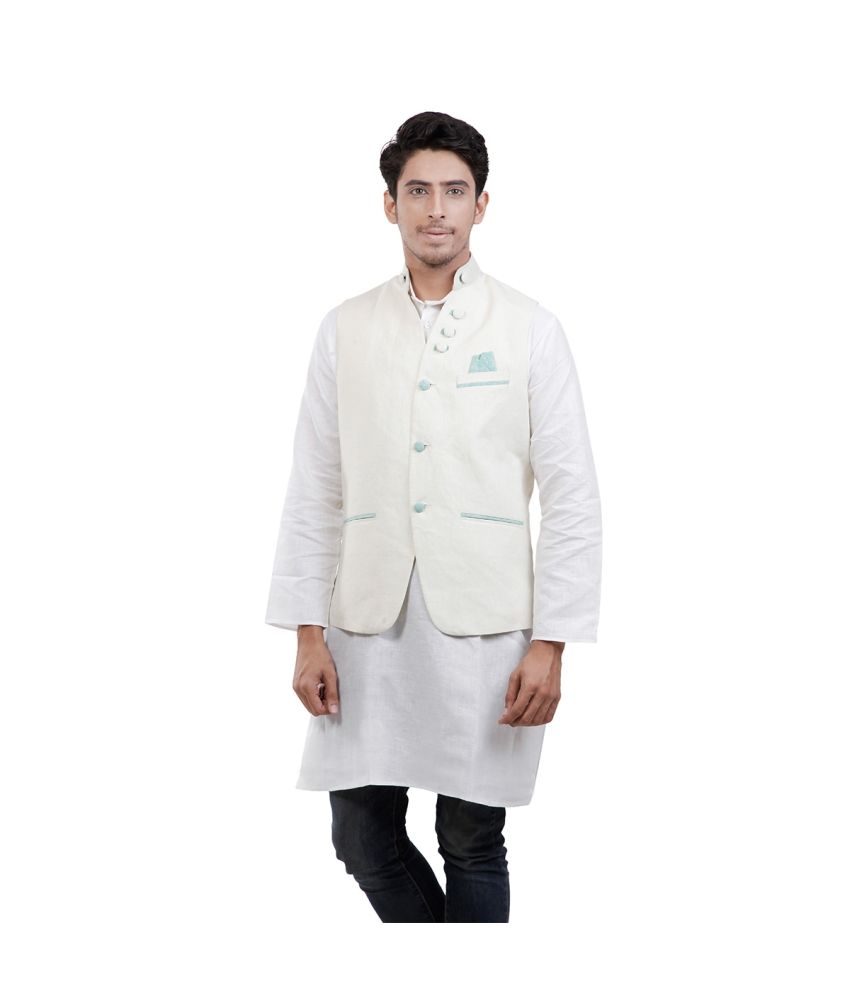 A A M Fabrics White Linen Nehru Jacket Buy A A M Fabrics White Linen