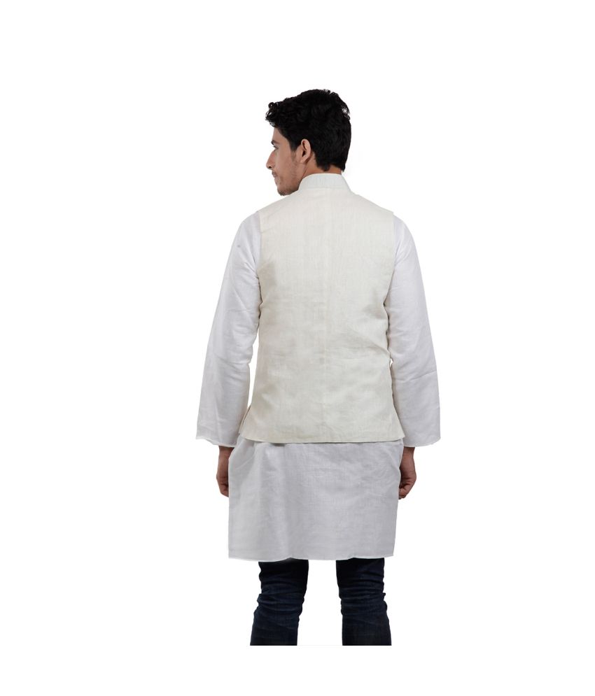 A A M Fabrics White Linen Nehru Jacket Buy A A M Fabrics White Linen