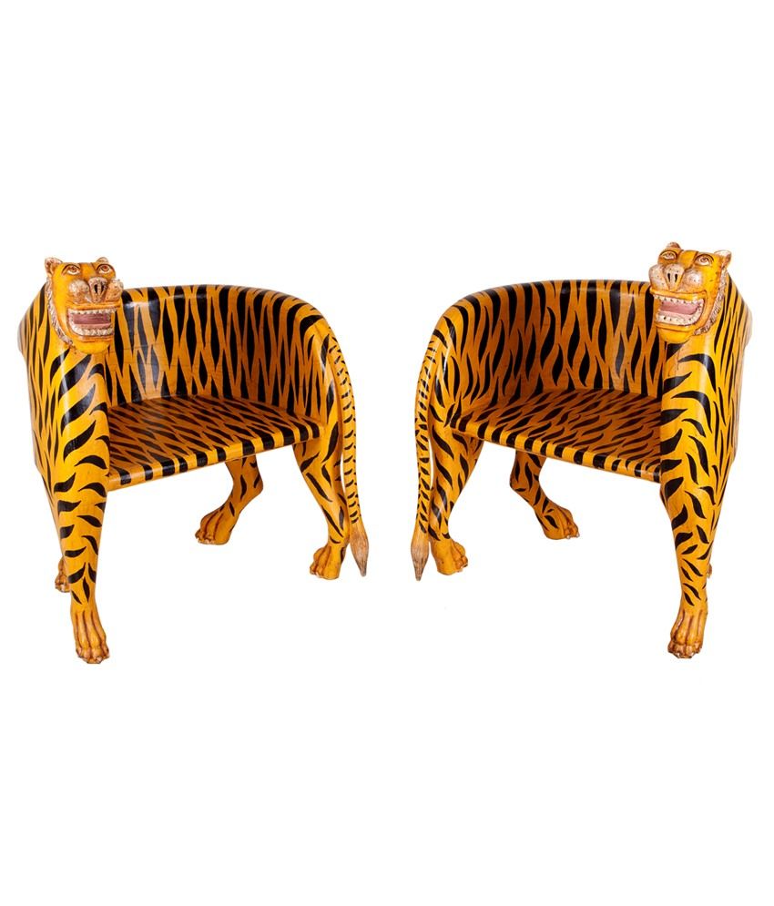 Solid Wood Tiger Chair In Yellow