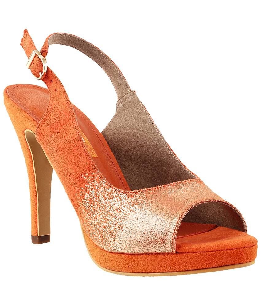 heeled sandals orange