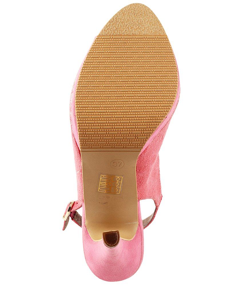 Mochi Pink Casual Heeled Sandals for Women Price in India- Buy Mochi Pink Casual Heeled Sandals 