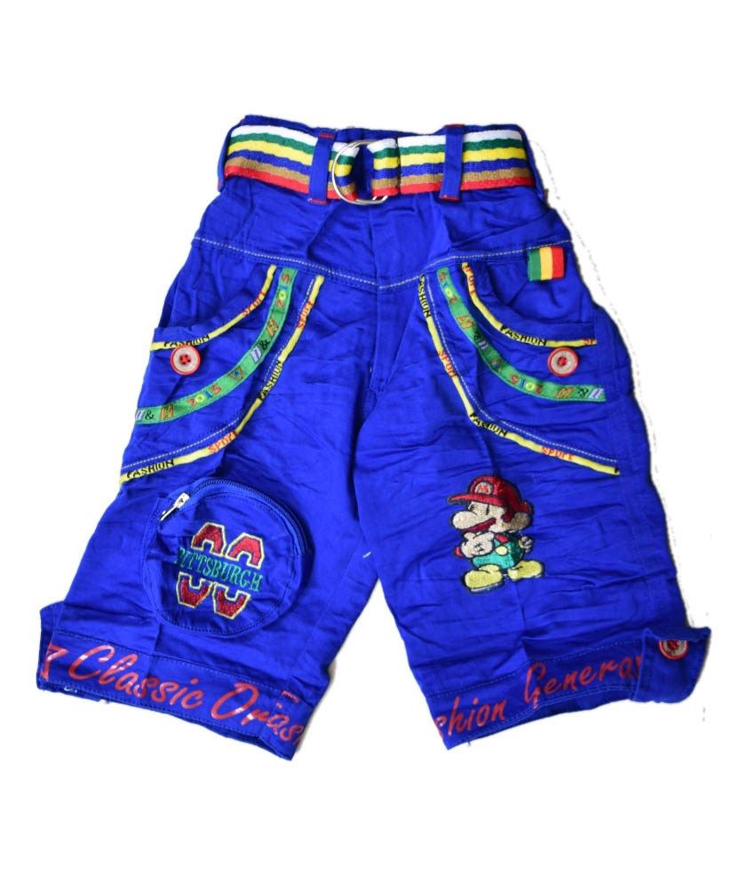     			British Terminal Stylish Blue Capri for Kids With Belt