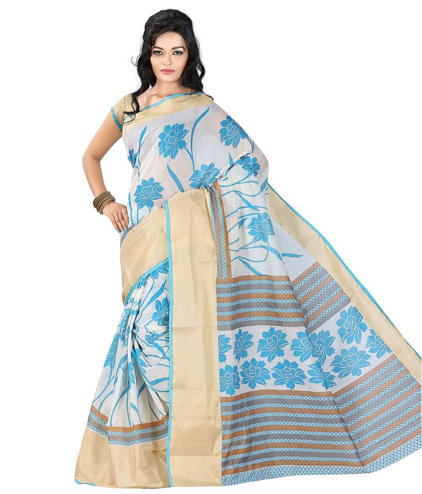 Roopkala Silks and Sarees White Cotton Silk Saree Buy Roopkala Silks