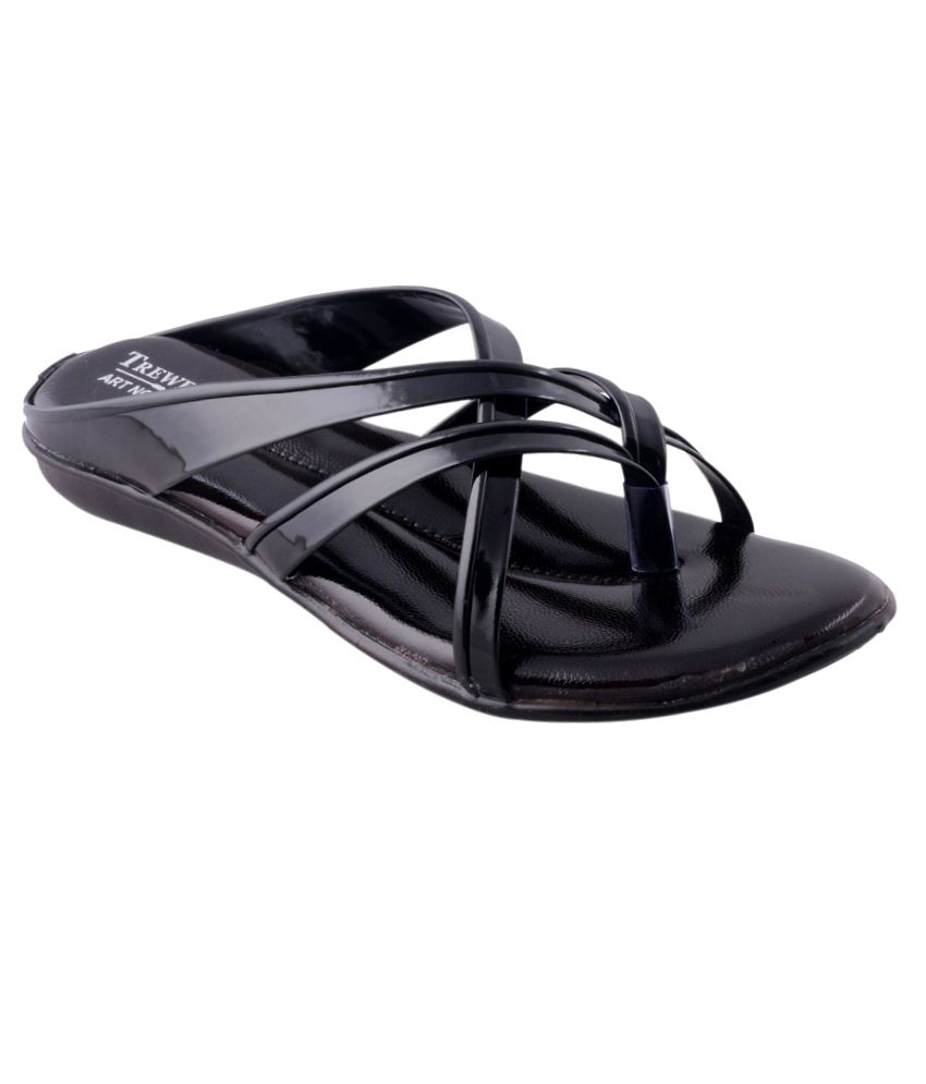 black leather slip on slippers