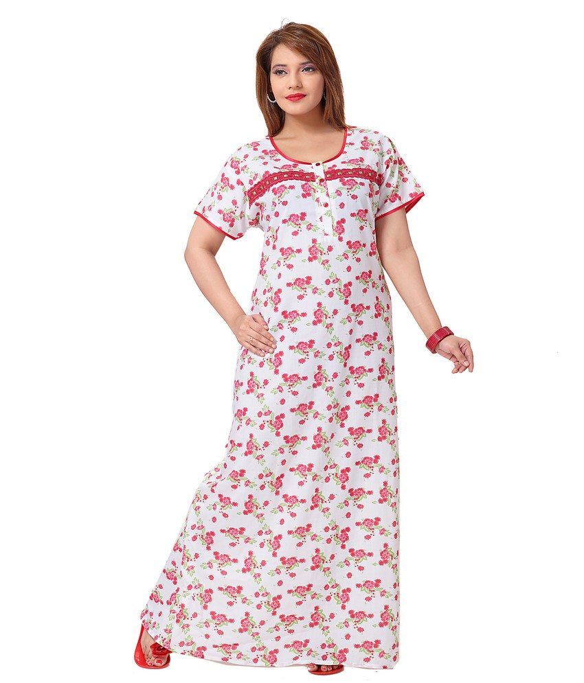 Buy Eazy Womens Cotton Front Button Nightwear Gown Online at Best ...