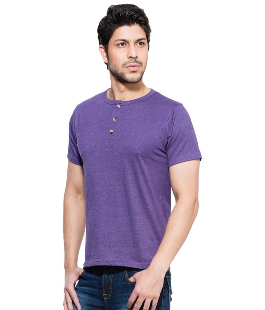 Zovi Purple Henley T Shirt for Men 