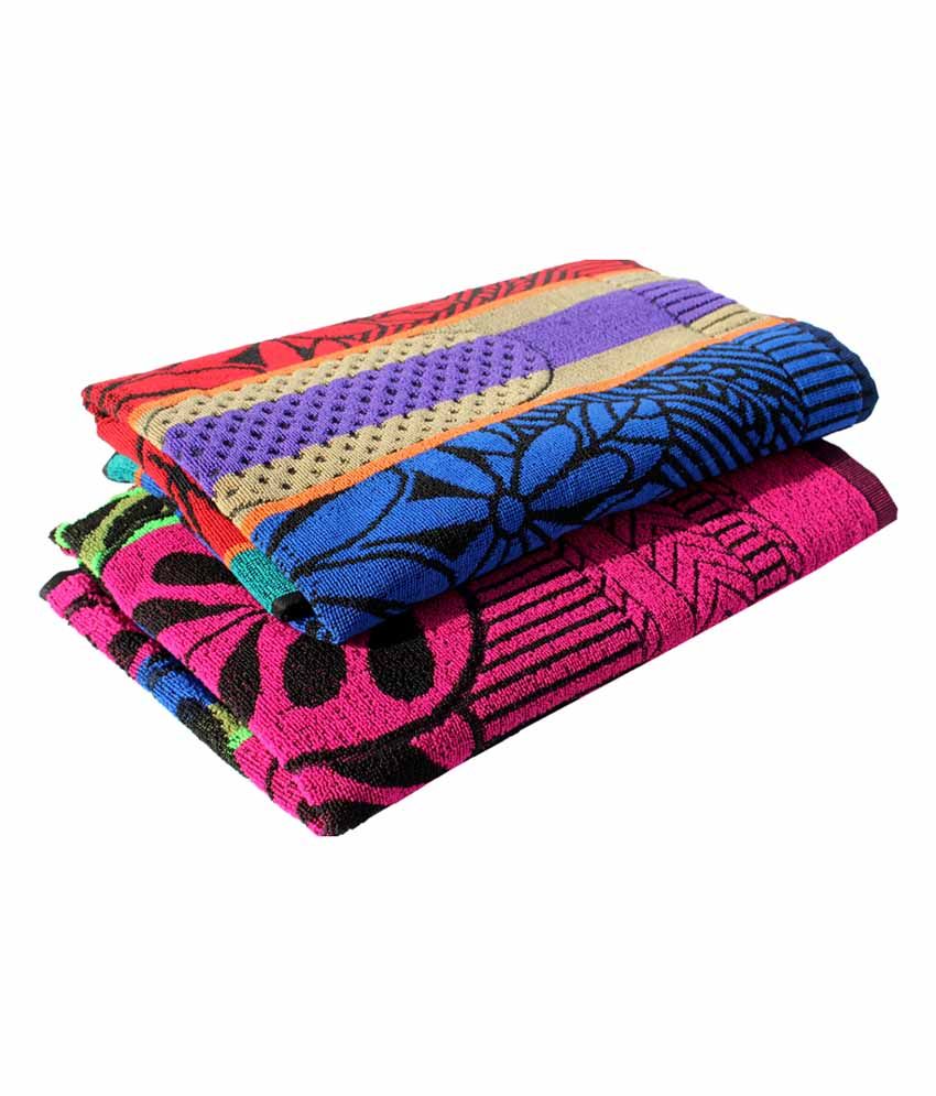 Mandhania Set of 2 Polyester Bath Towel Multi Color Buy Mandhania