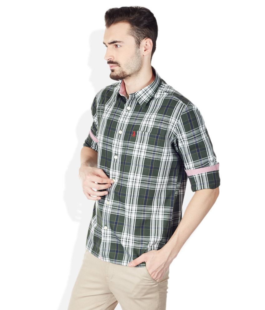 dark green checks shirt