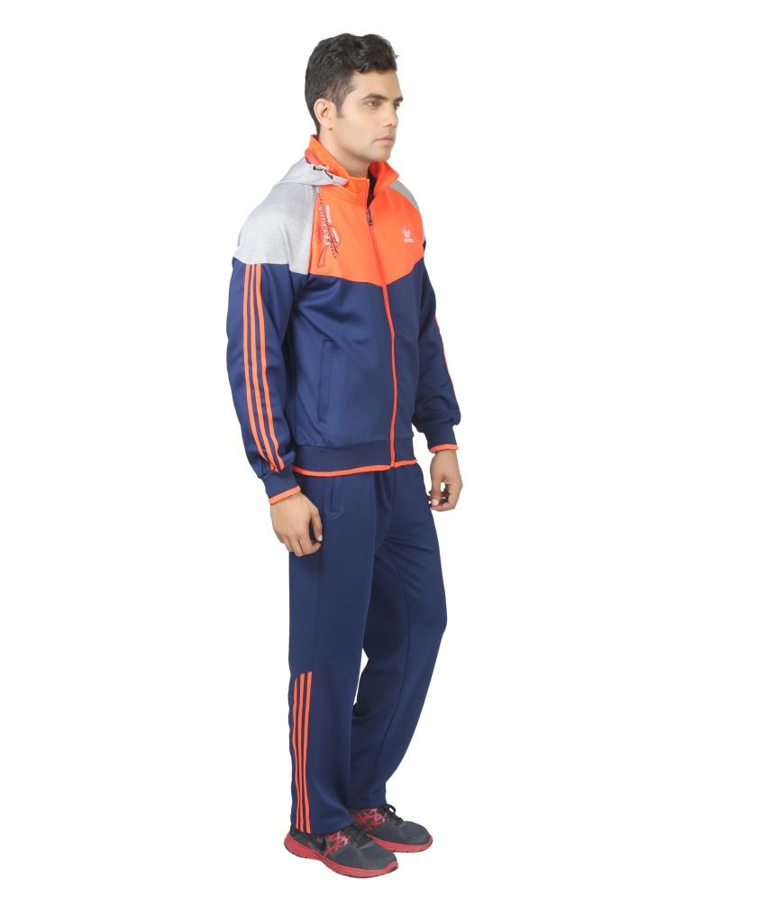 adidas navy polyester tracksuit