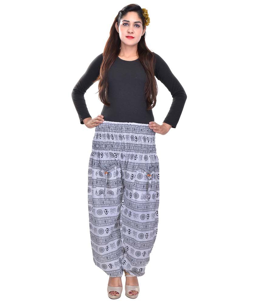Buy Rajasthani Sarees Cotton Pajamas - White Online at Best Prices in ...