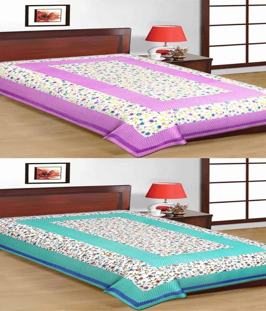     			UniqChoice Rajasthani Traditional Printed 2 Single Bed Sheet Combo