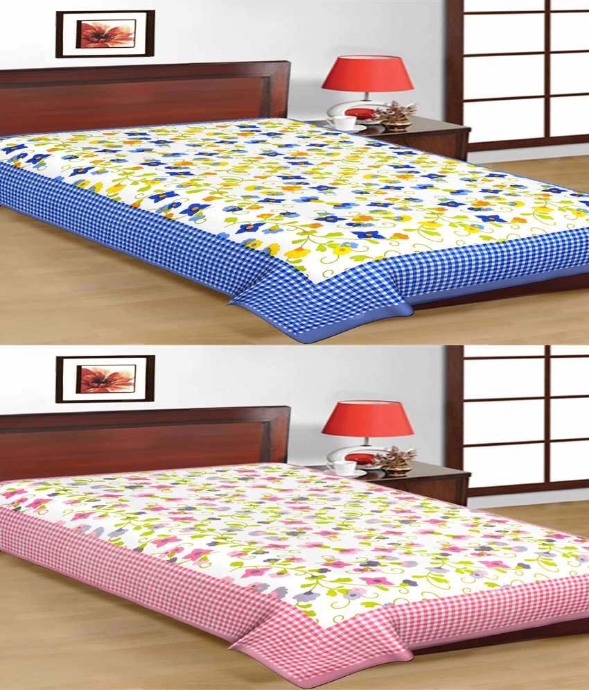     			UniqChoice Cotton Printed 2 Single Bed Sheets