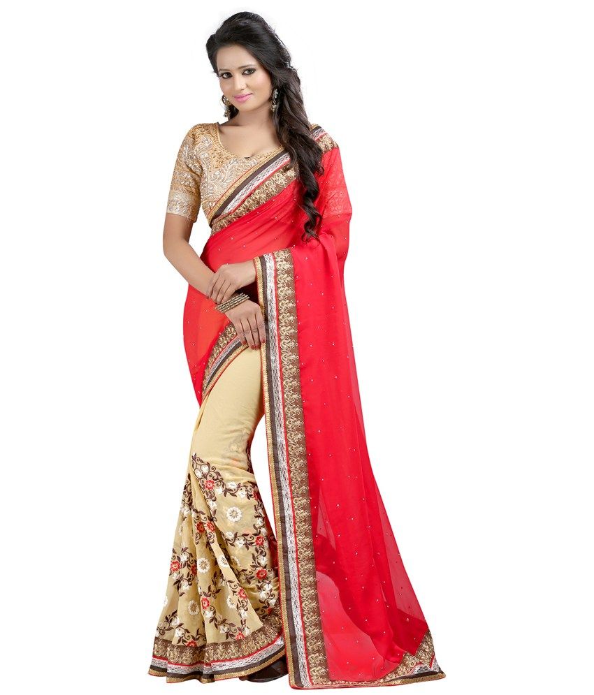 red chiffon sarees online