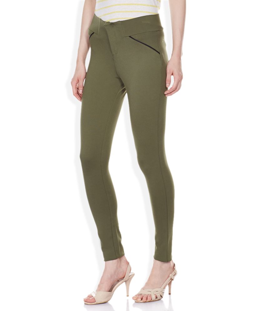 green jeggings womens