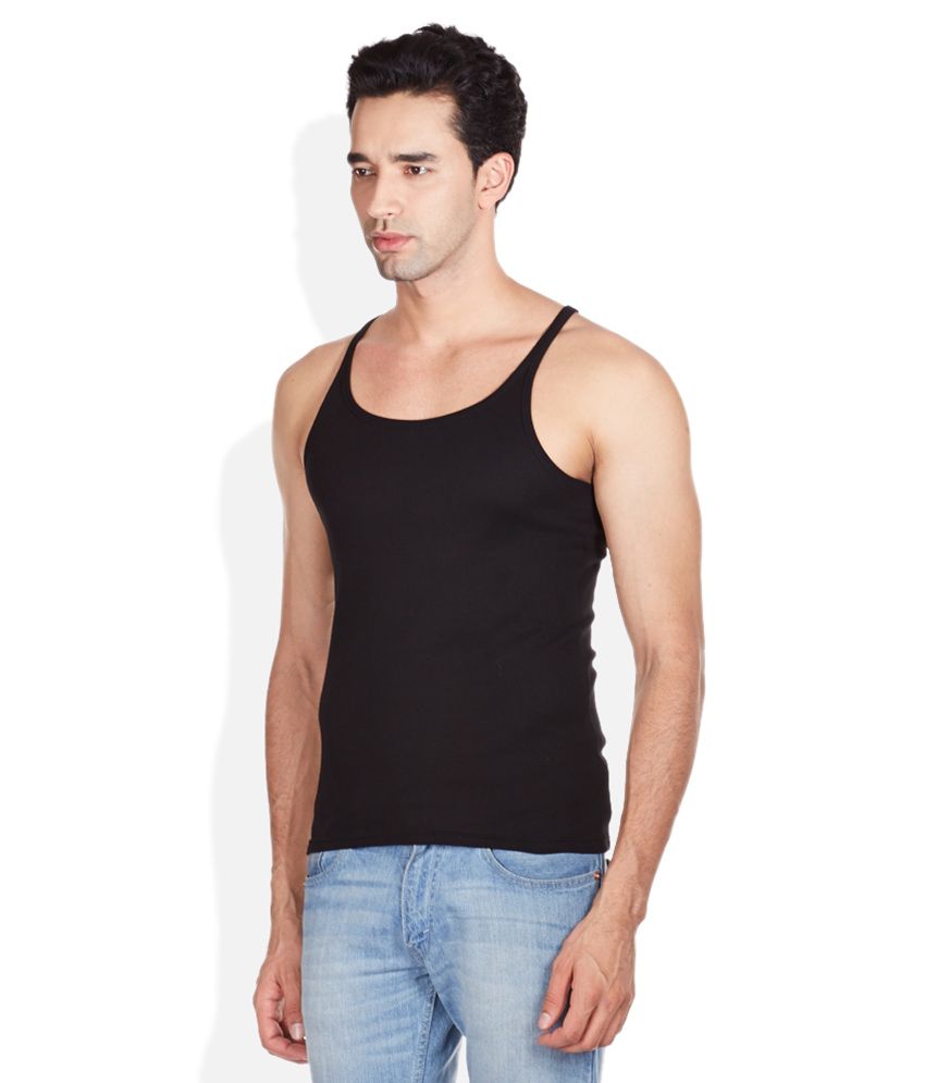 black cotton vest top