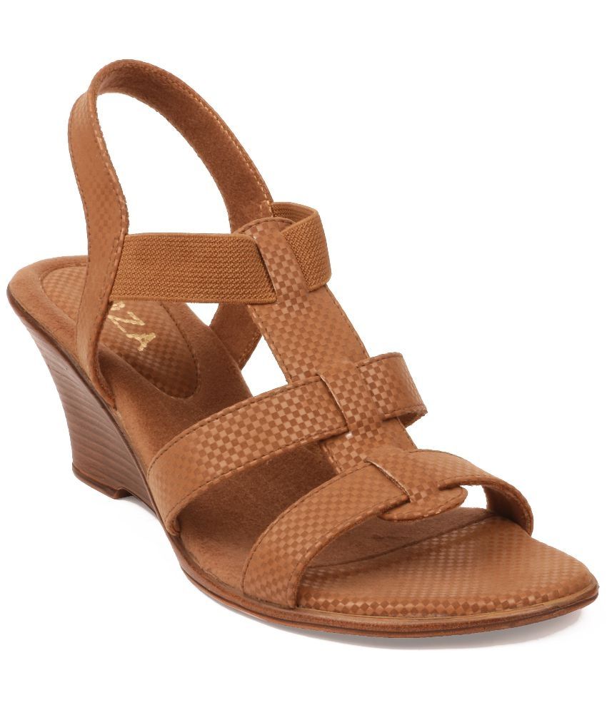 Liza Tan Pu Heeled Sandals Price in India- Buy Liza Tan Pu Heeled Sandals Online at Snapdeal