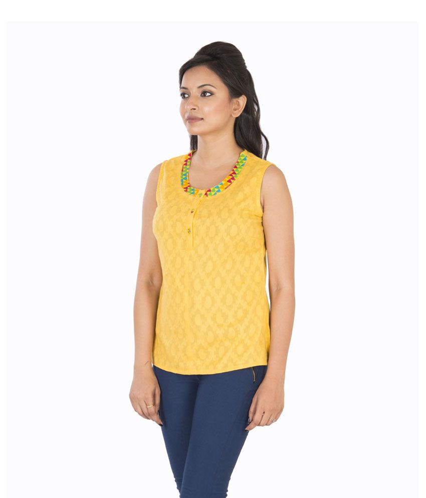 Parinita Yellow Cotton Tops - Buy Parinita Yellow Cotton Tops Online at ...