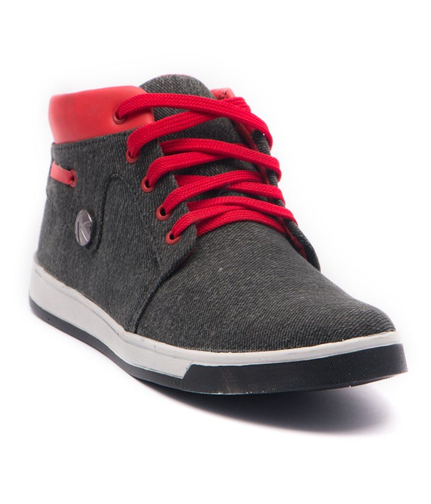 red canvas boots