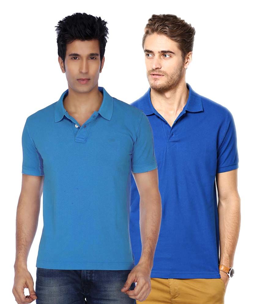     			Concepts Multicolor Cotton Blend Half Sleeve Basics Polo T-Shirts - Pack Of 2