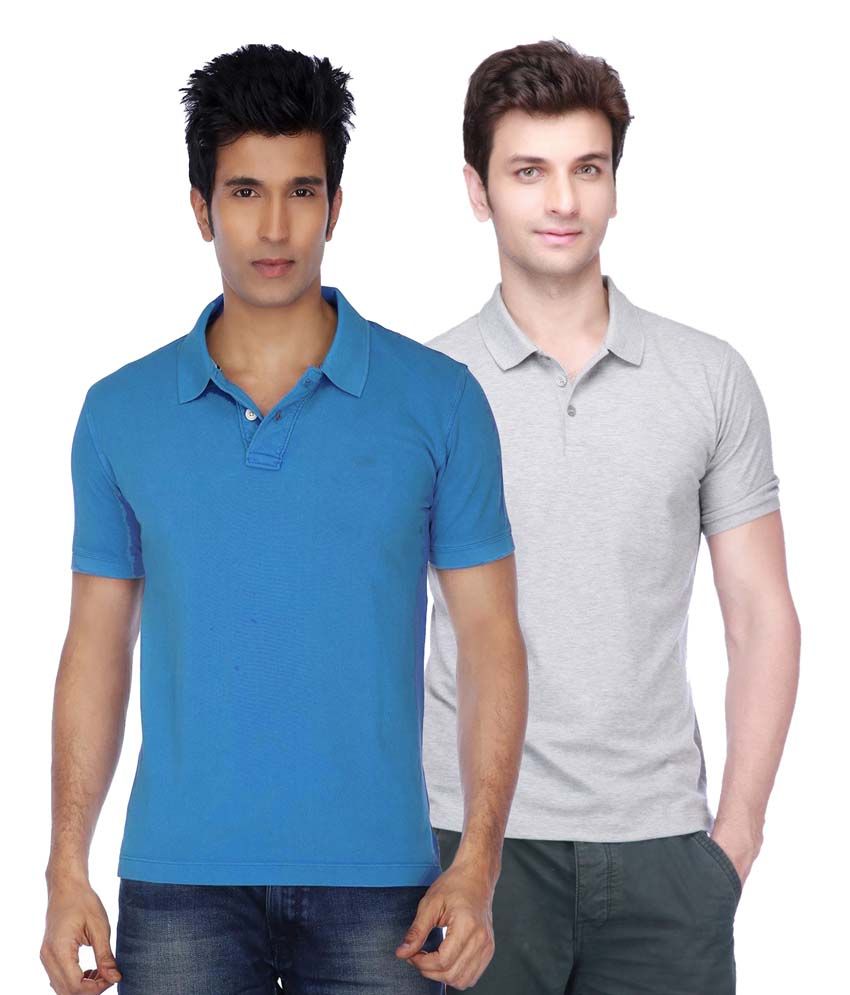     			Concepts Multicolor Cotton Blend Half Sleeve Basics Polo T-Shirts - Pack Of 2