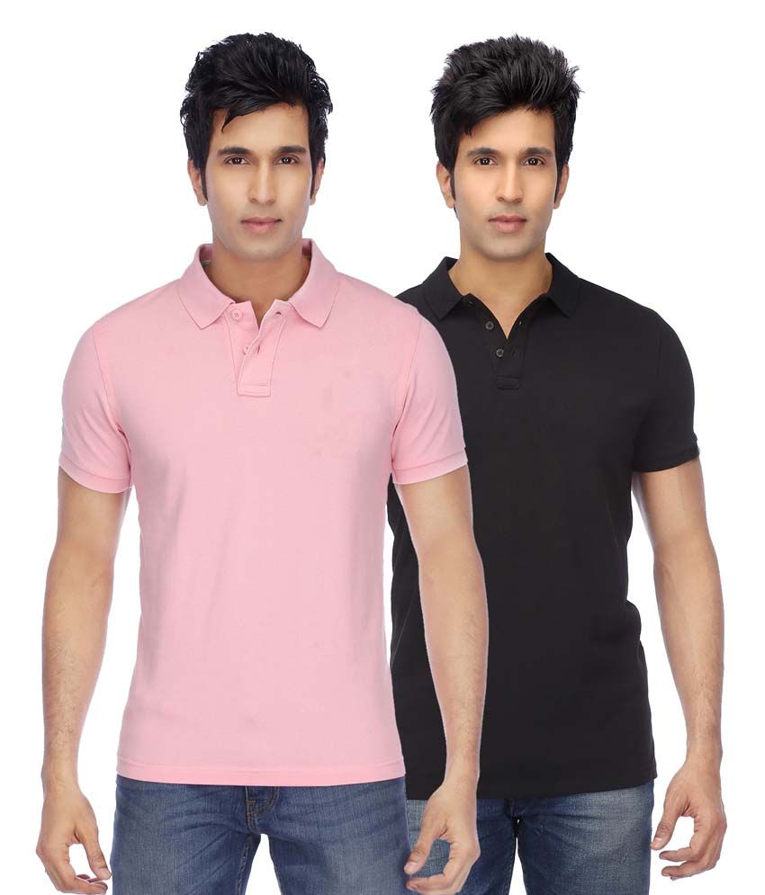     			Concepts Multicolor Cotton Blend Half Sleeve Basics Polo T-Shirts - Pack Of 2