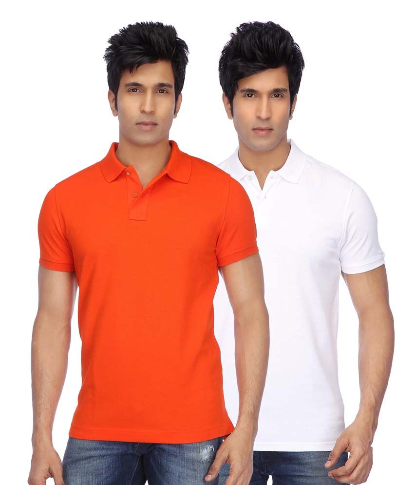     			Concepts Multicolor Cotton Blend Half Sleeve Basics Polo T-Shirts - Pack Of 2