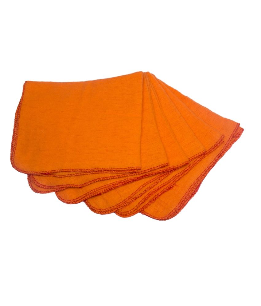 HomeStrap Orange Plain Cotton Flannel Duster Cloth Pack of 12 Buy